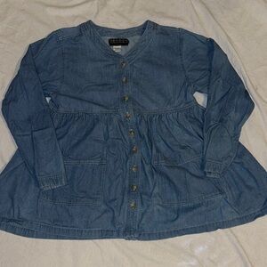 Retro:  Blue Denim BabyDoll Blouse by Tribes SZ L